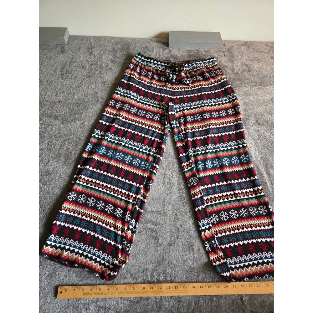 Joyspun Pajama Pants Womens M 8-10 Multi Good Fair Isle Snowflake Holiday Cozy